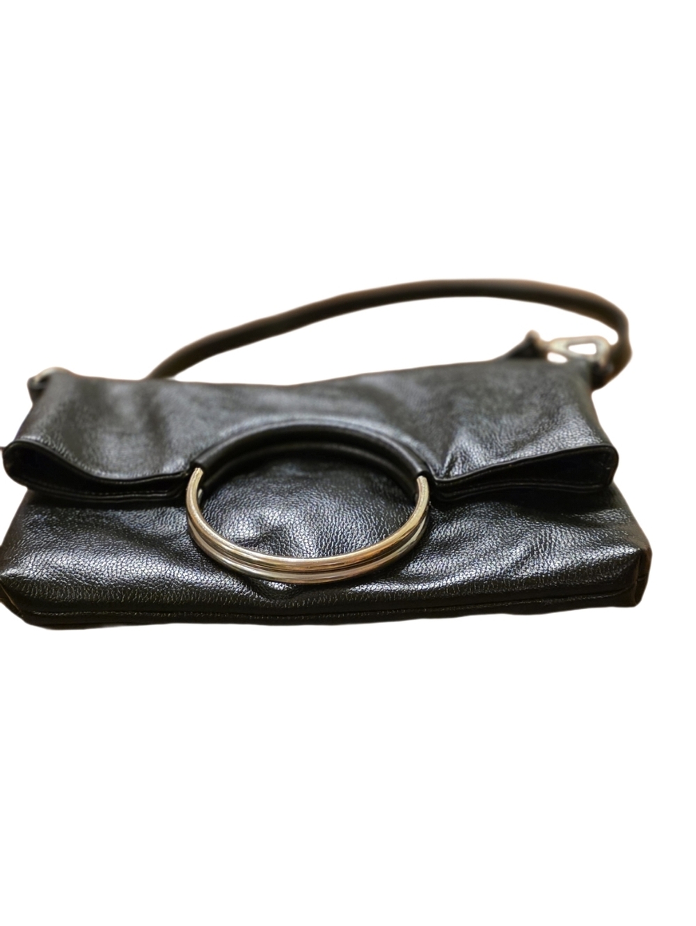 STUNNING Butter-Soft Vegan Leather Fold-Over O-Ring Crossbody Bag/ Clutch - Picture 16 of 16
